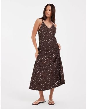 Only Petite Robe longueur mollet à pois - Violet