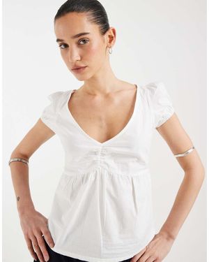 Motel Blusa De Popelina Blanca Con Lazo En La Espalda - Blanco