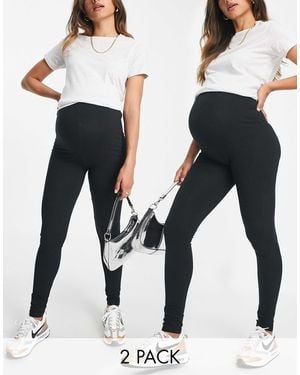 Mama.licious Mamalicious Maternity Cotton 2 Pack Legging - Blue