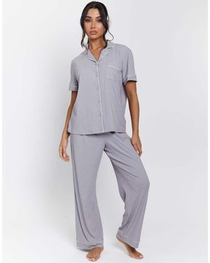 Loungeable Ladies Ribbed Pyjama Set - Purple