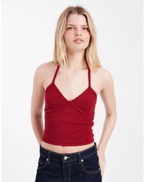 Cotton On Sparkle Knit Halter Top - Red