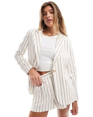 Miss Selfridge Linen Pinstripe Blazer Co-ord - White