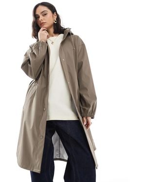ASOS Dolphin Hem Rubberised Rain Parka Coat - Natural