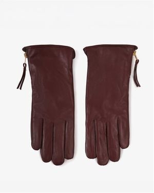 Barneys Originals Real Leather Zipped Gloves - Purple