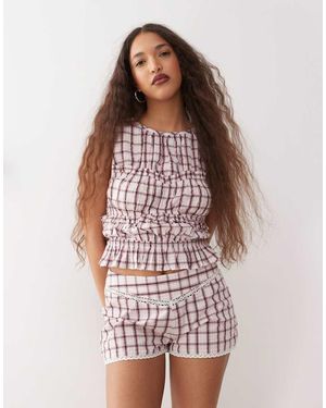 Reclaimed Vintage Shirred Top With Seam Details - Multicolour