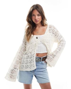 Miss Selfridge – gehäkelte boho-strickjacke - Weiß