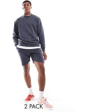 Don't Think Twice Dtt – set aus sweatshirt mit rundhalsausschnitt & jerseyshorts - Blau