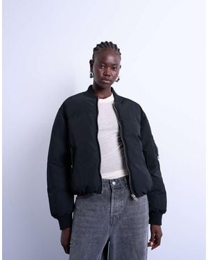 TOPSHOP Padded Hybrid Bomber Jacket - Blue
