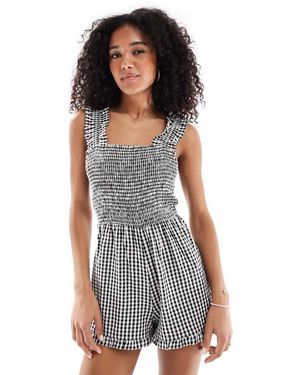 New Look Playsuit Met Gingham Ruit En Bandjes - Grijs