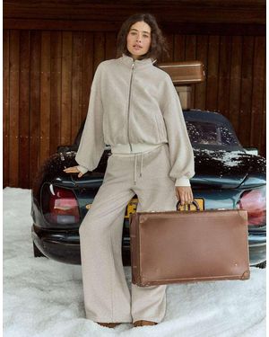 4th & Reckless Cotton Rich Elasticated Waistband Wide Leg Relaxed jogger Co-ord - Brown