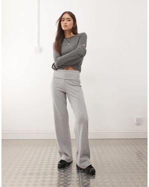 Collusion Foldover Waist Ribbed Flare Yoga Pant - Gray