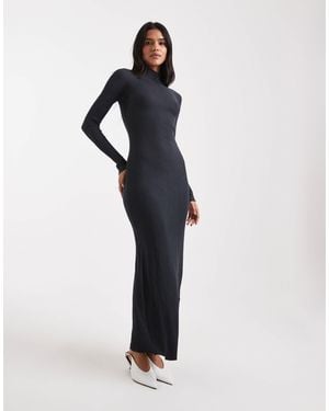ASOS Knitted Fine Gauge Maxi Dress With Rib Detail - Blue
