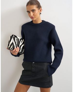 TOPSHOP Beschichteter denim-volant-minirock mit tiefem bund - Blau