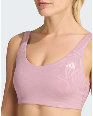 adidas Originals Sujetador De Sujeción Ligera All Me Essentials Graphic En Magic Mauve-Morado - Rosa