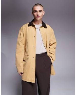 ASOS Mid Length Washed Cotton Car Coat - Natural