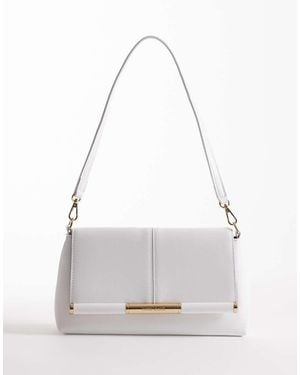 River Island Strap Front Shoulder Clutch - White