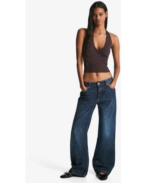 Bershka Halter Neck Crossover Top - Blue