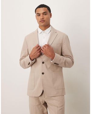 SELECTED Seersucker Regular Fit Blazer - Natural