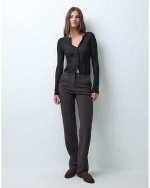 Vero Moda Hose mit geradem bein aus jersey mit gürtelschlaufen - Grau