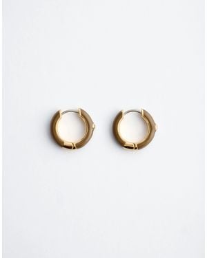 & Other Stories Enamel And Bvrass Hoops With Rhinestones - White
