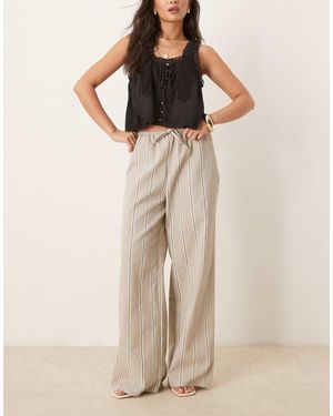 ASOS Linen-look Wide Leg Pull-on Pants - Natural