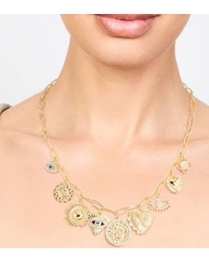 Lovisa Vergulde Dunne Ketting Met Evil Eye En Zonnehangertjes - Naturel