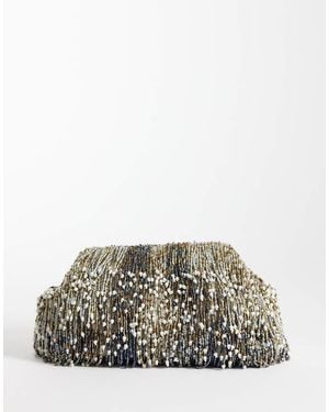 ASOS Premium Embellished Tassels Frame Clutch Bag - Grey