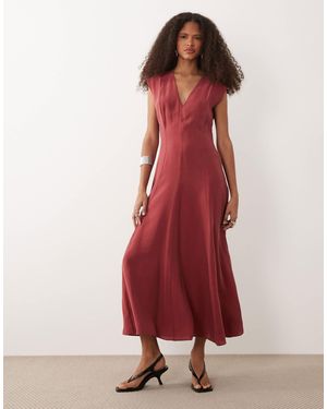 Mango Shirred Waist Midi Dress