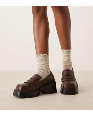 Raid Wide Fit Mocasines Marrones Con Suela Gruesa Vamika De - Marrón