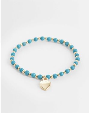 ASOS Bracelet With Blue Beads And Heart Pendant