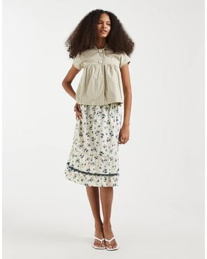 Motel Falda Claro Con Estampado De Rosas Ilaria De - Blanco