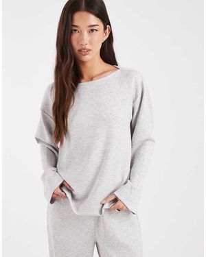 Vero Moda Soft Jersey Boat Neck Sweatshirt Co-ord - White