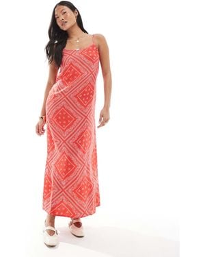 Miss Selfridge Strappy Scoop Neck Maxi Slip Dress - Red