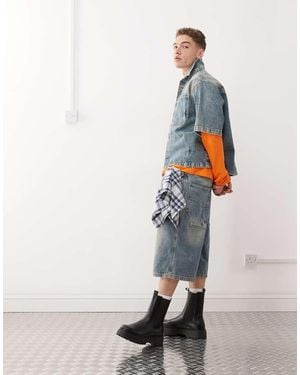Collusion Jorts Di Jeans A Vita Bassa Lavaggio Fumé - Bianco