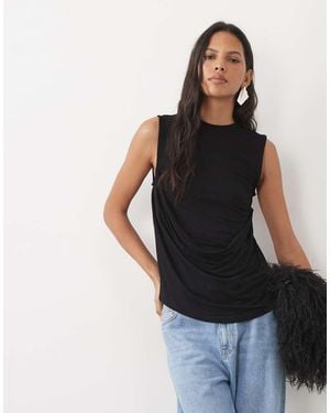 ASOS Top Senza Maniche Con Drappeggio Nero