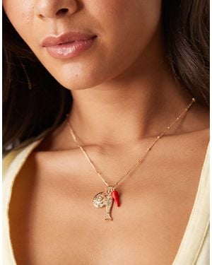 ASOS Necklace With Coin And Fish Charms - Brown