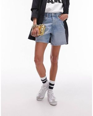 TOPSHOP Pantalones Cortos Vaqueros Descoloridos Editor De -Azul - Negro