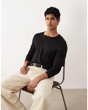 Mango Long Sleeve Butotn Up T-shirt - Black