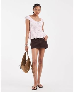 Hollister Low Rise Denim Micro Skirt - White