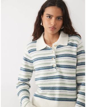 Abercrombie & Fitch Pull col v à motif argyle colore - Bleu