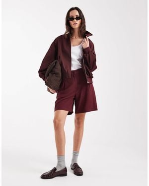 ASOS Relaxed Dad Shorts With Linen Look - Red