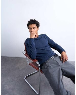 TOPMAN Lightweight Long Sleeve Tee - Blue