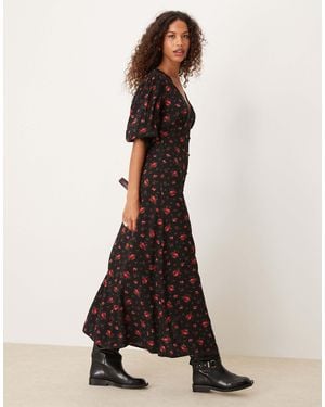 Miss Selfridge Lace Trim Button Through Maxi Dress - Multicolor