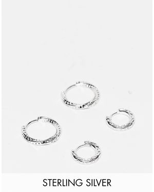 ASOS 2 Pack Textured Hoop Earrings - Metallic