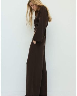 Stradivarius Soft-touch Wide-leg Trousers With Darts - Black
