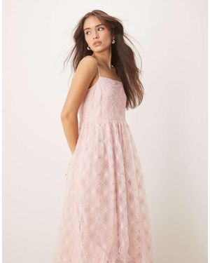 Y.A.S Textured Cami Midi Dress - Pink