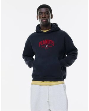 Pull&Bear Felpa Con Cappuccio Con Snoopy - Blu