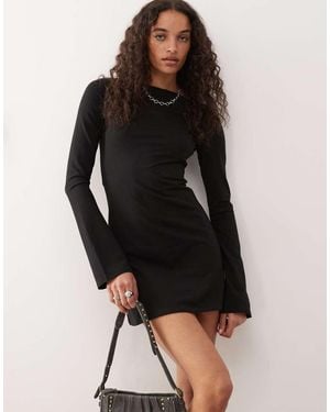 Weekday Boat Neck Long Sleeve Mini Dress - Black