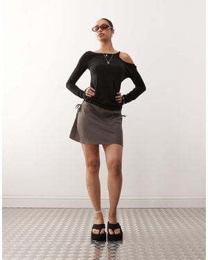 Weekday Mini Skirt With Ruched Side Detail - Natural