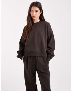 ONLY Crew Neck Drop Shoulder Sweatshirt Co-ord - Brown